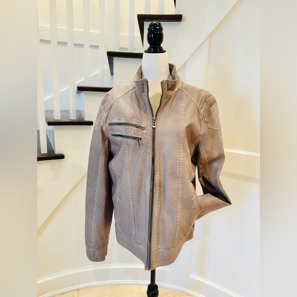 GUESS Distressed Faux Leather Jacket - Picture 1 of 10